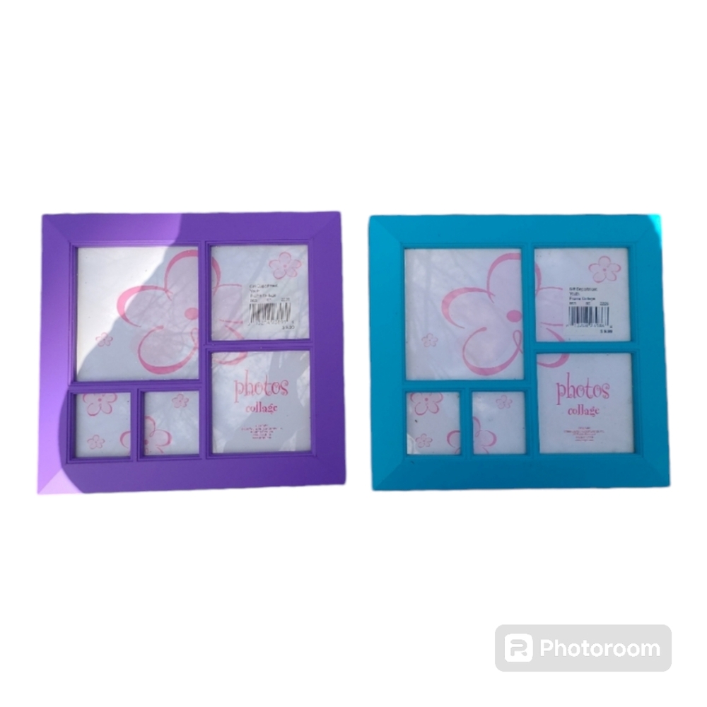 Two photo collages‎ frames Y2K purple & blue BACK TO SCHOOL